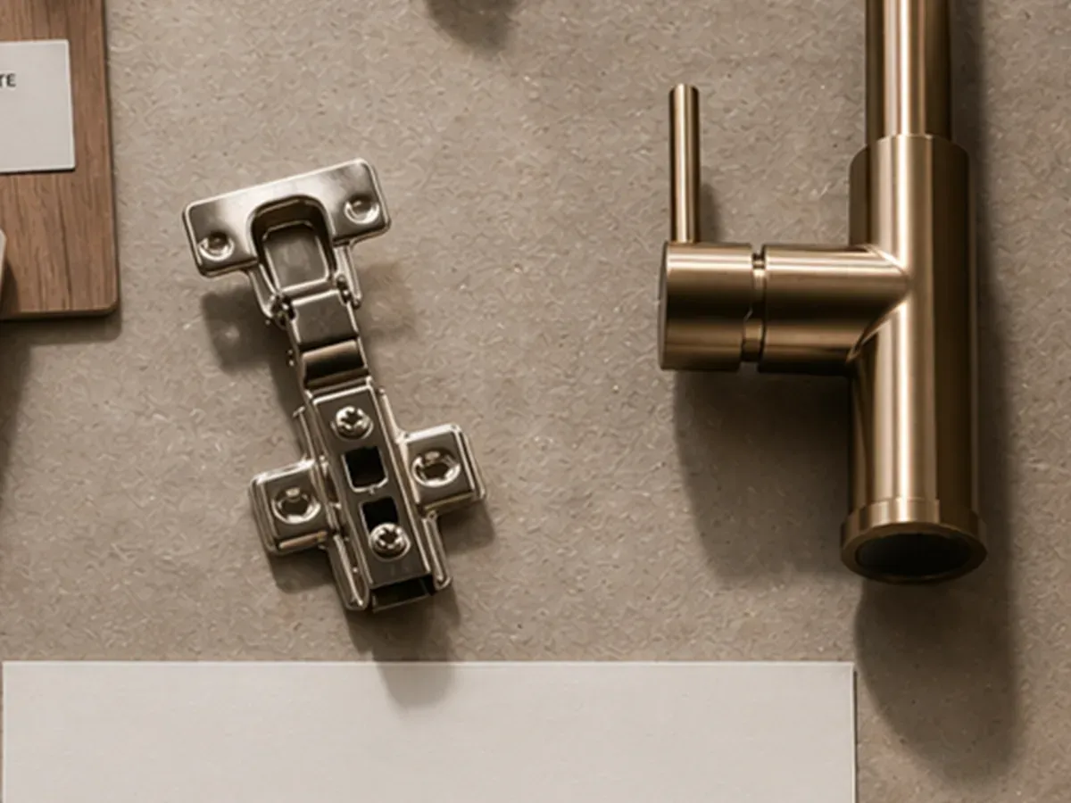 Close-up of a built-in furniture hinge